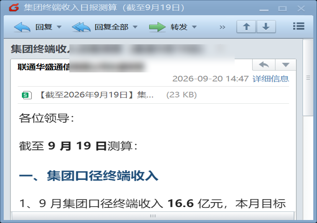集团口径测算通报